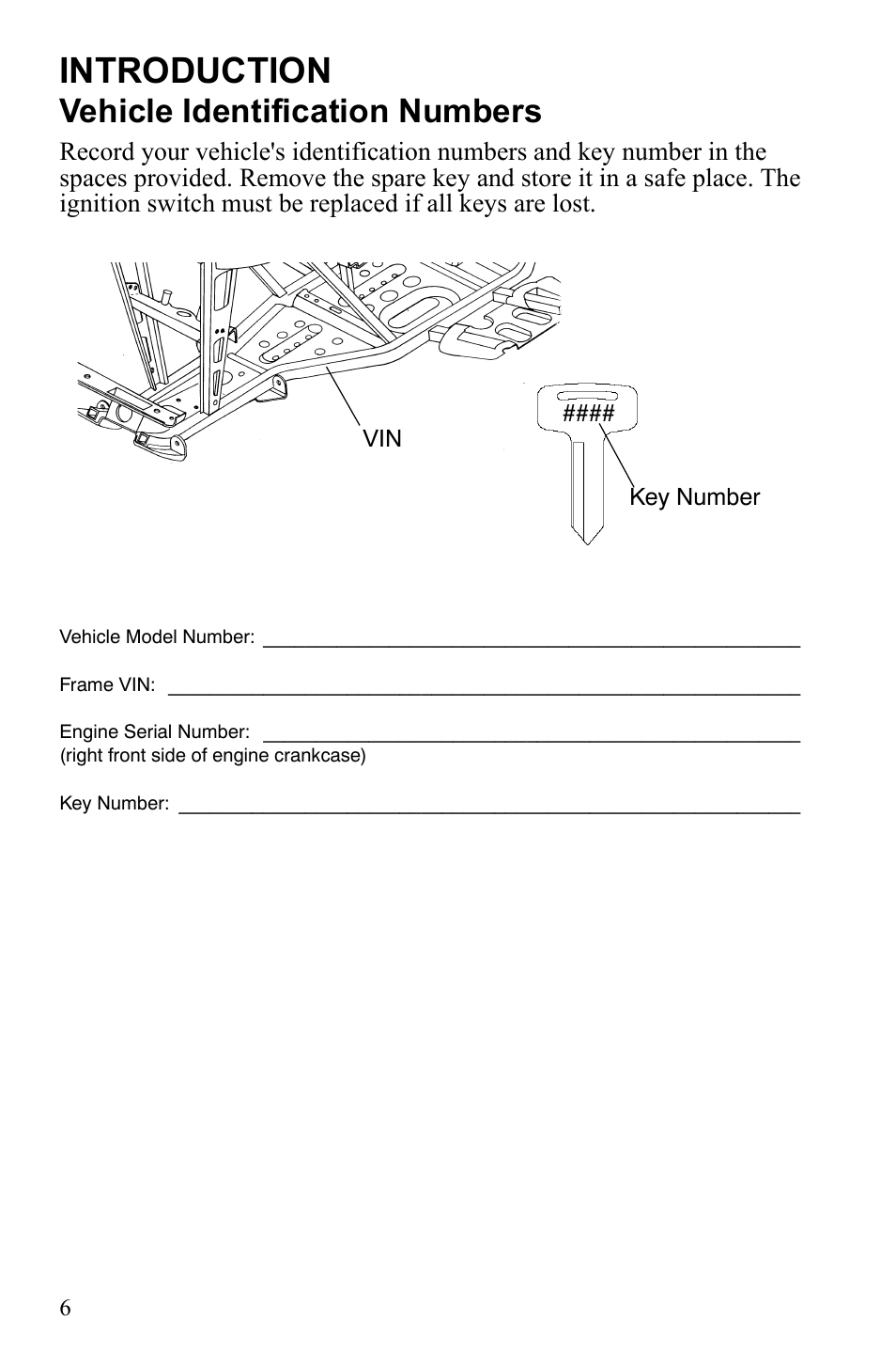 Introduction, Vehicle identification numbers | Polaris Scrambler 9922077 User Manual | Page 8 / 117