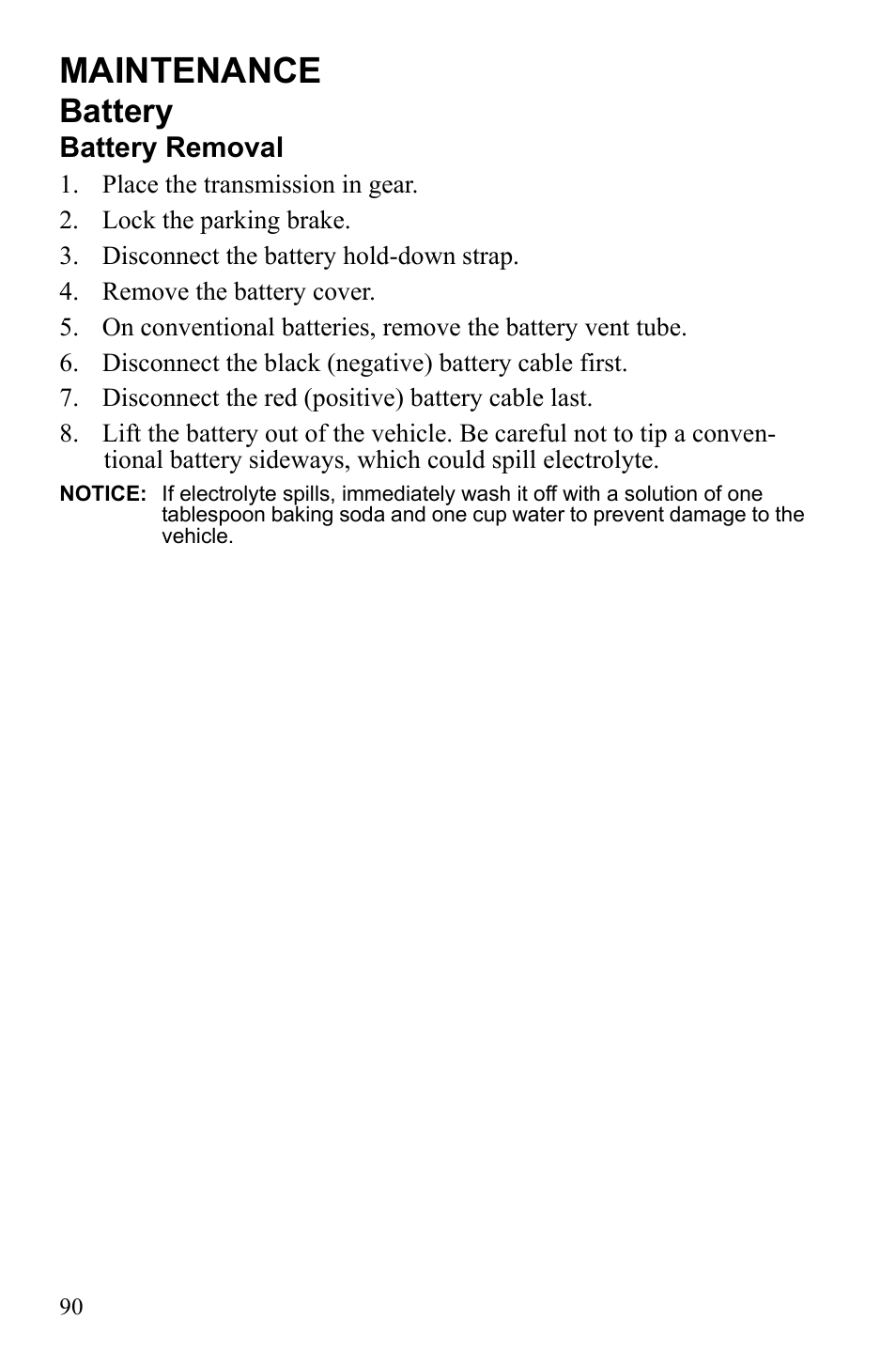 Maintenance, Battery | Polaris Scrambler 9922077 User Manual | Page 92 / 117