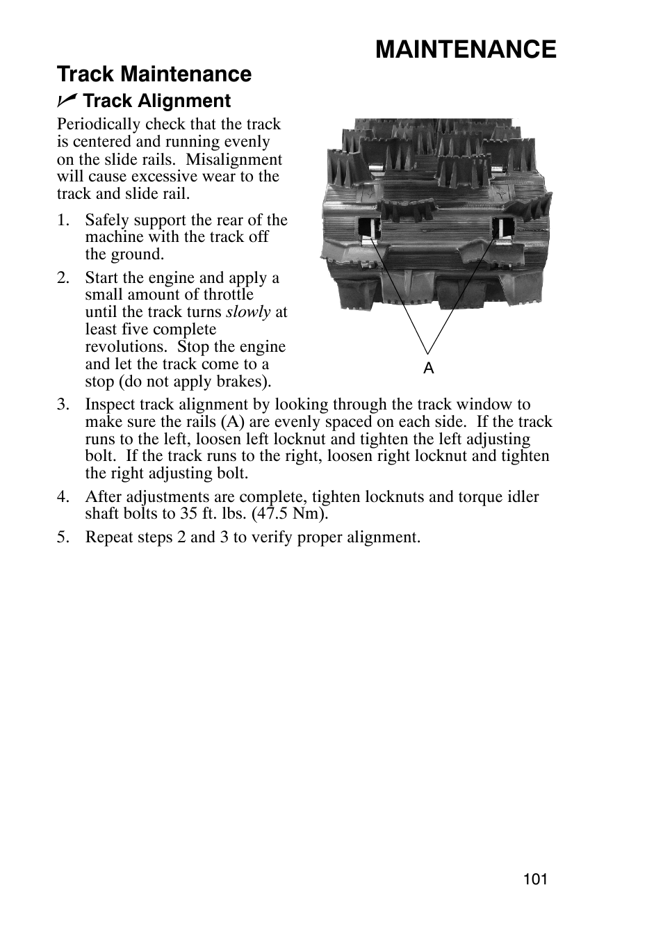 Maintenance, Track maintenance n | Polaris 900 RMK User Manual | Page 104 / 123