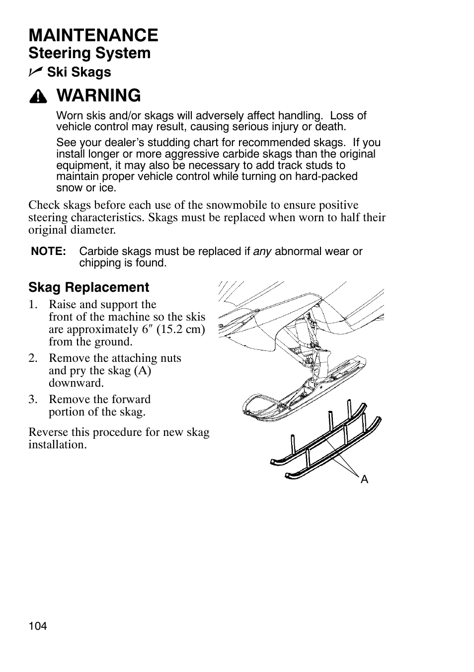 Maintenance, Warning, Steering system n | Polaris 900 RMK User Manual | Page 107 / 123