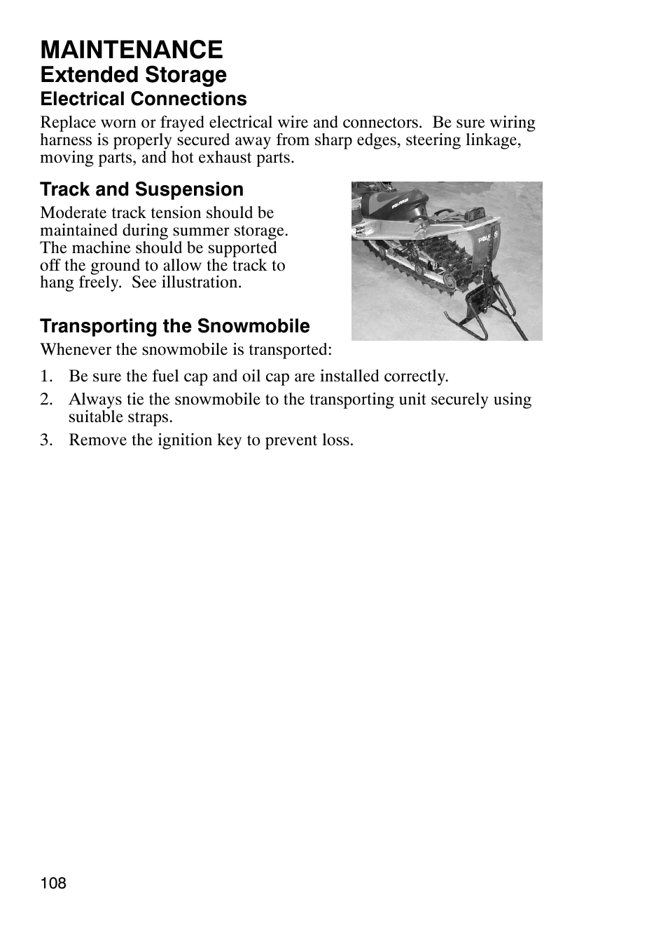 Maintenance, Extended storage | Polaris 900 RMK User Manual | Page 111 / 123