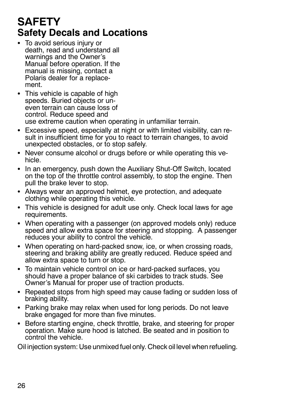 Safety, Safety decals and locations | Polaris 900 RMK User Manual | Page 29 / 123