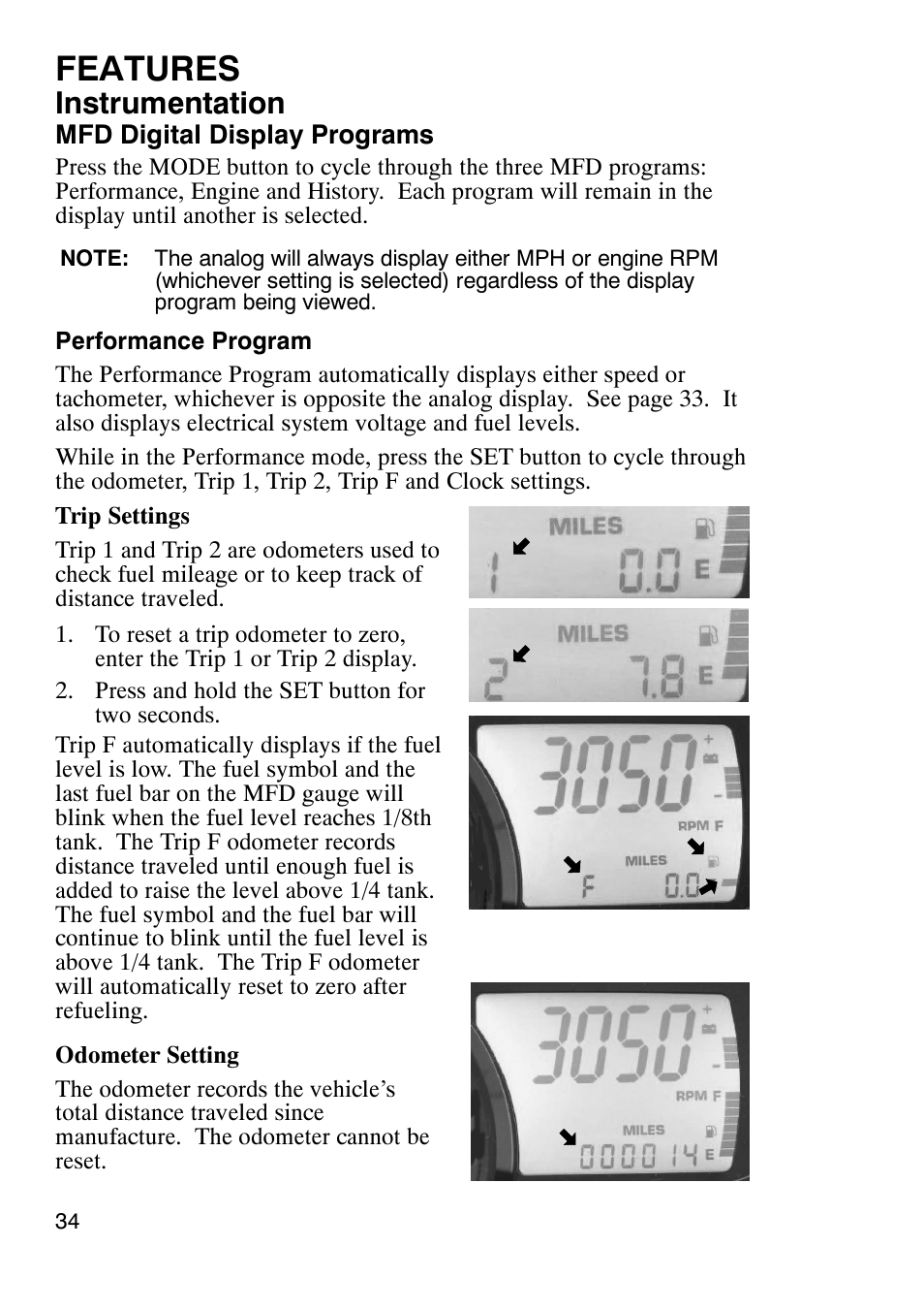 Features, Instrumentation | Polaris 900 RMK User Manual | Page 37 / 123