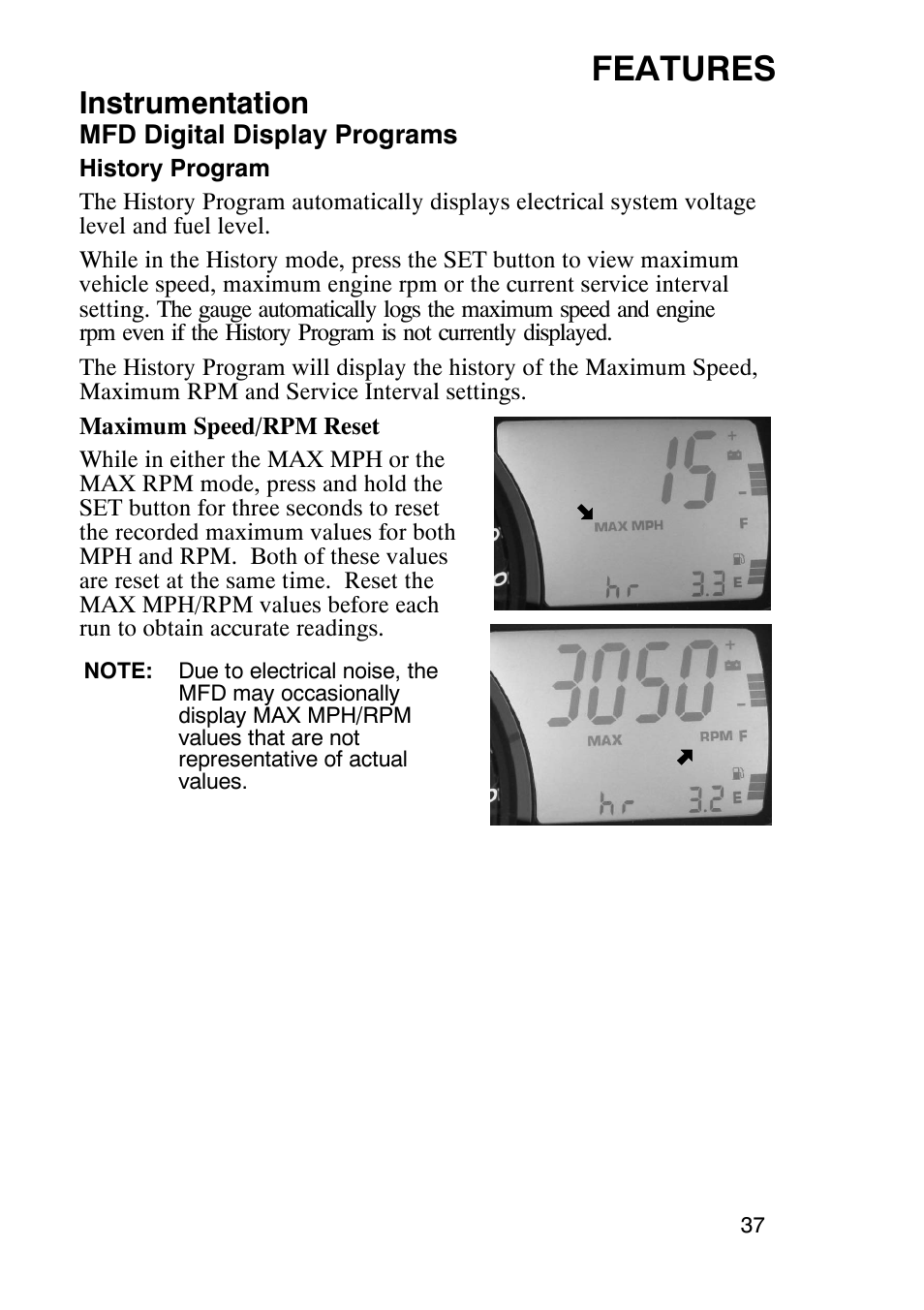 Features, Instrumentation | Polaris 900 RMK User Manual | Page 40 / 123