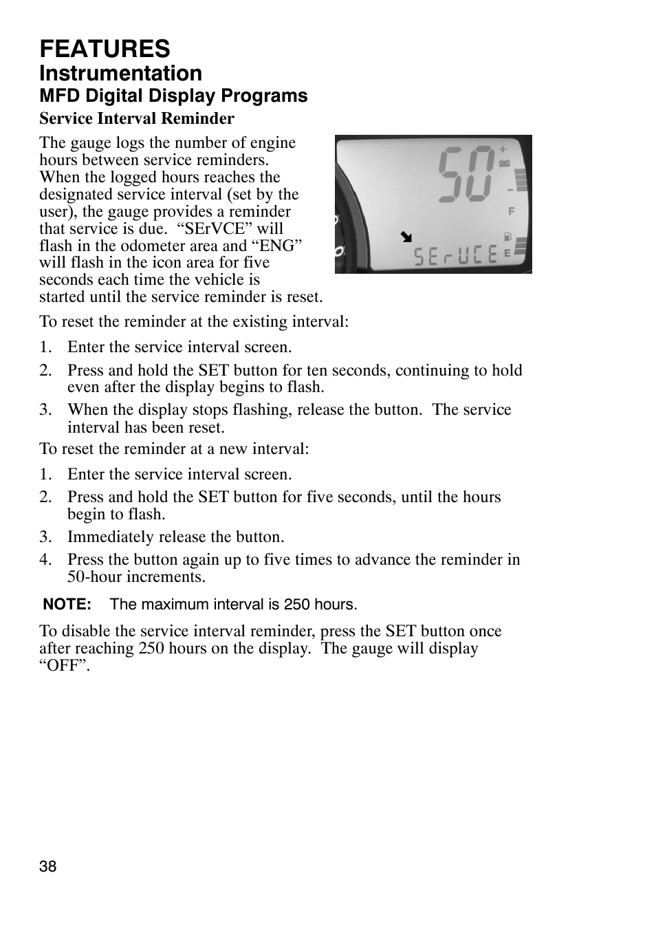 Features, Instrumentation | Polaris 900 RMK User Manual | Page 41 / 123