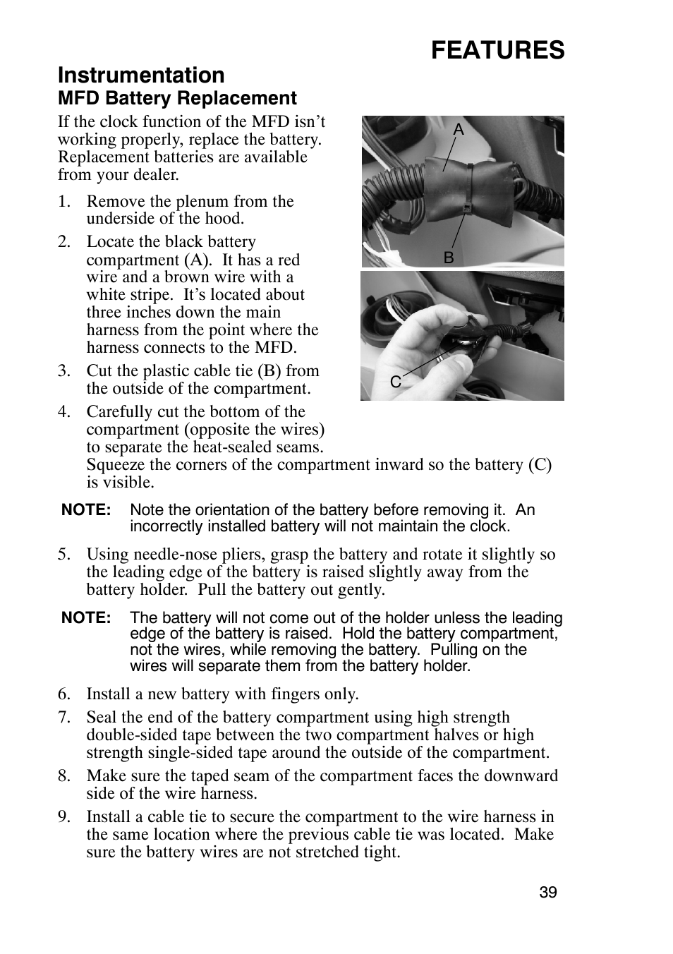 Features, Instrumentation | Polaris 900 RMK User Manual | Page 42 / 123