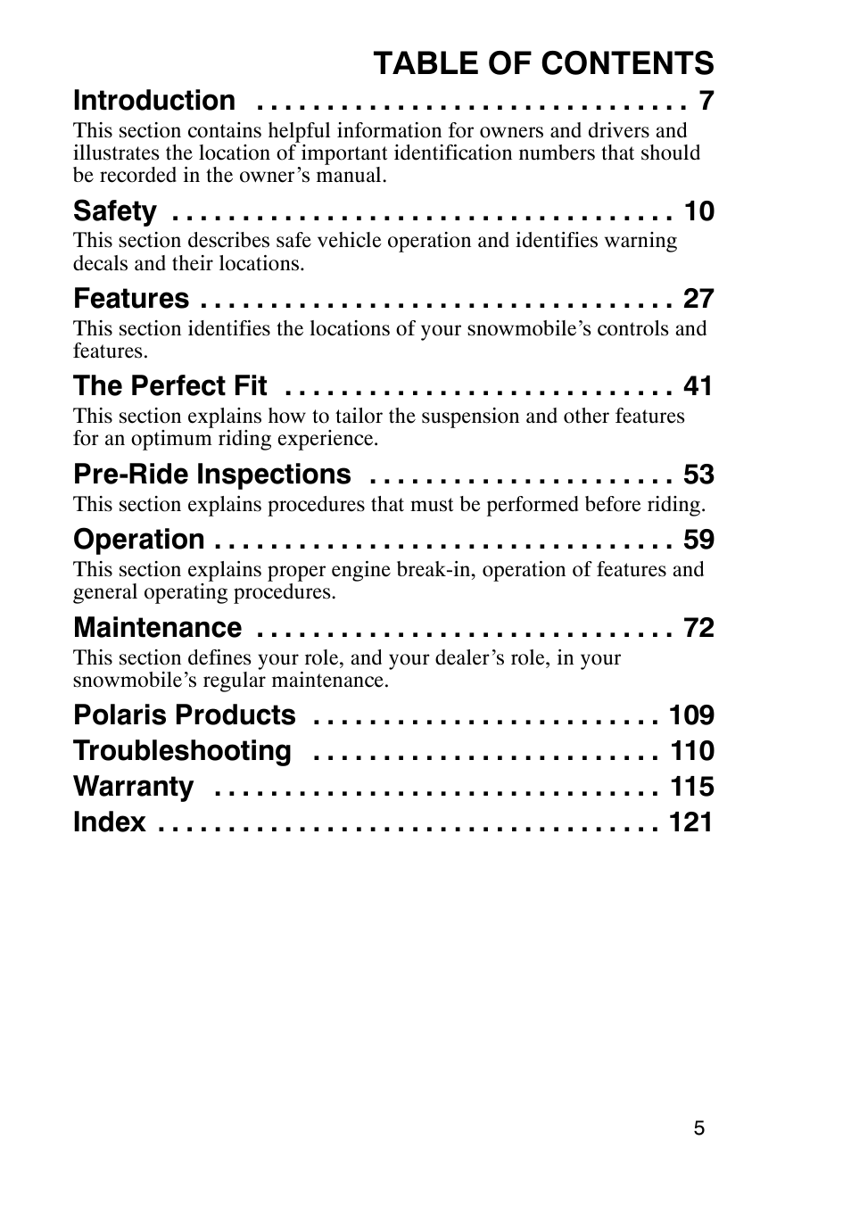 Polaris 900 RMK User Manual | Page 8 / 123