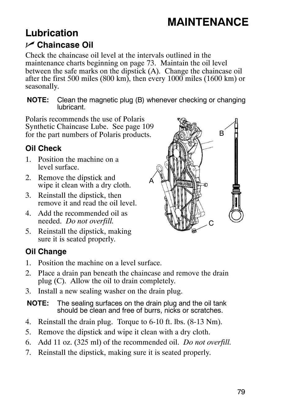 Maintenance, Lubrication n | Polaris 900 RMK User Manual | Page 82 / 123