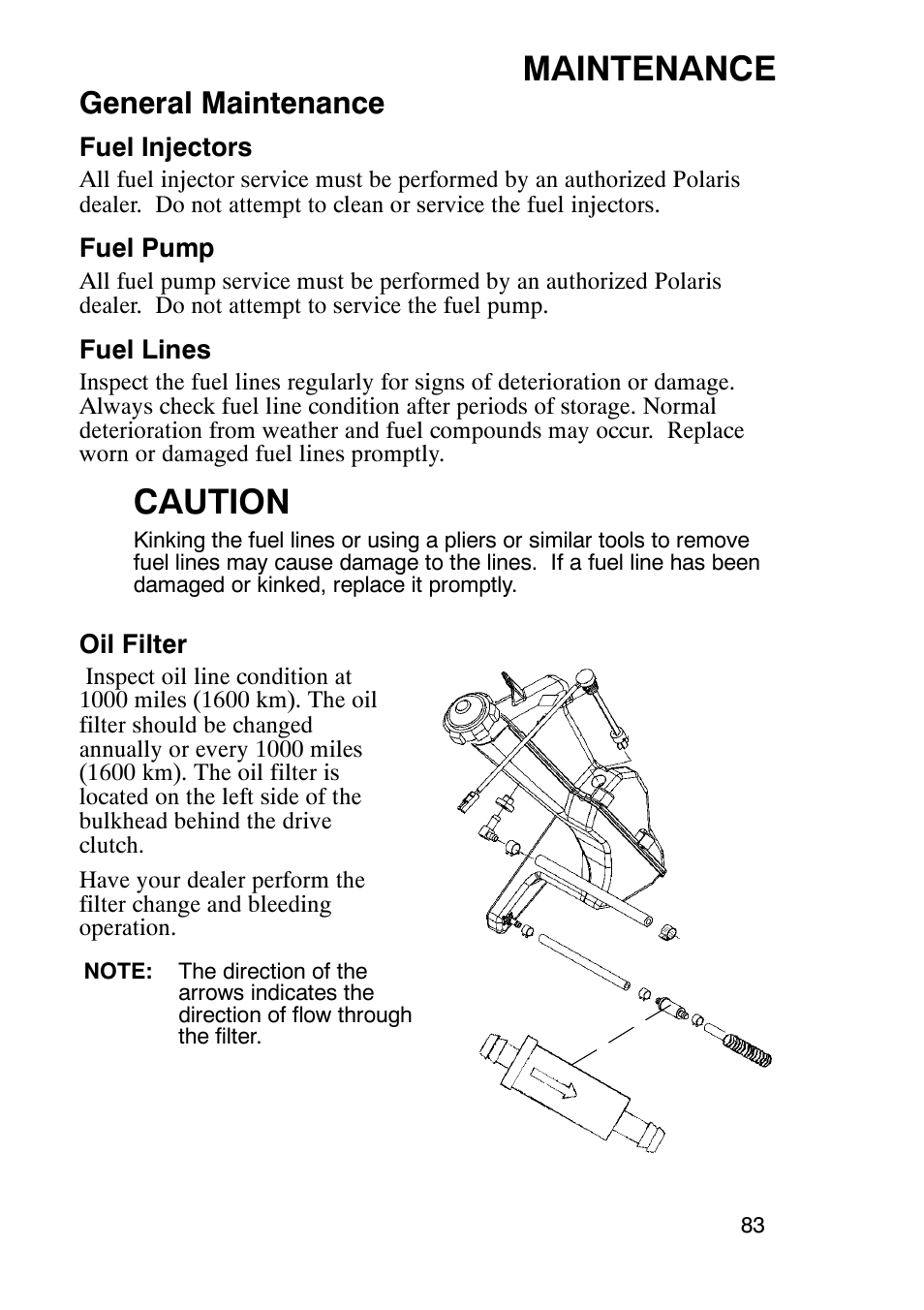 Maintenance, Caution, General maintenance | Polaris 900 RMK User Manual | Page 86 / 123