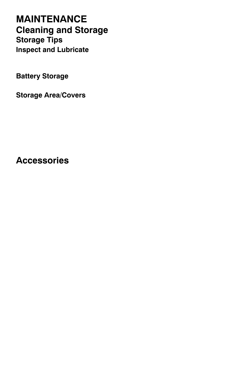 Maintenance, Cleaning and storage, Accessories | Polaris Sportsman 9921792 User Manual | Page 118 / 131