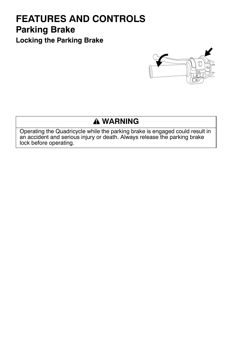 Features and controls, Parking brake | Polaris Sportsman 9921792 User Manual | Page 28 / 131