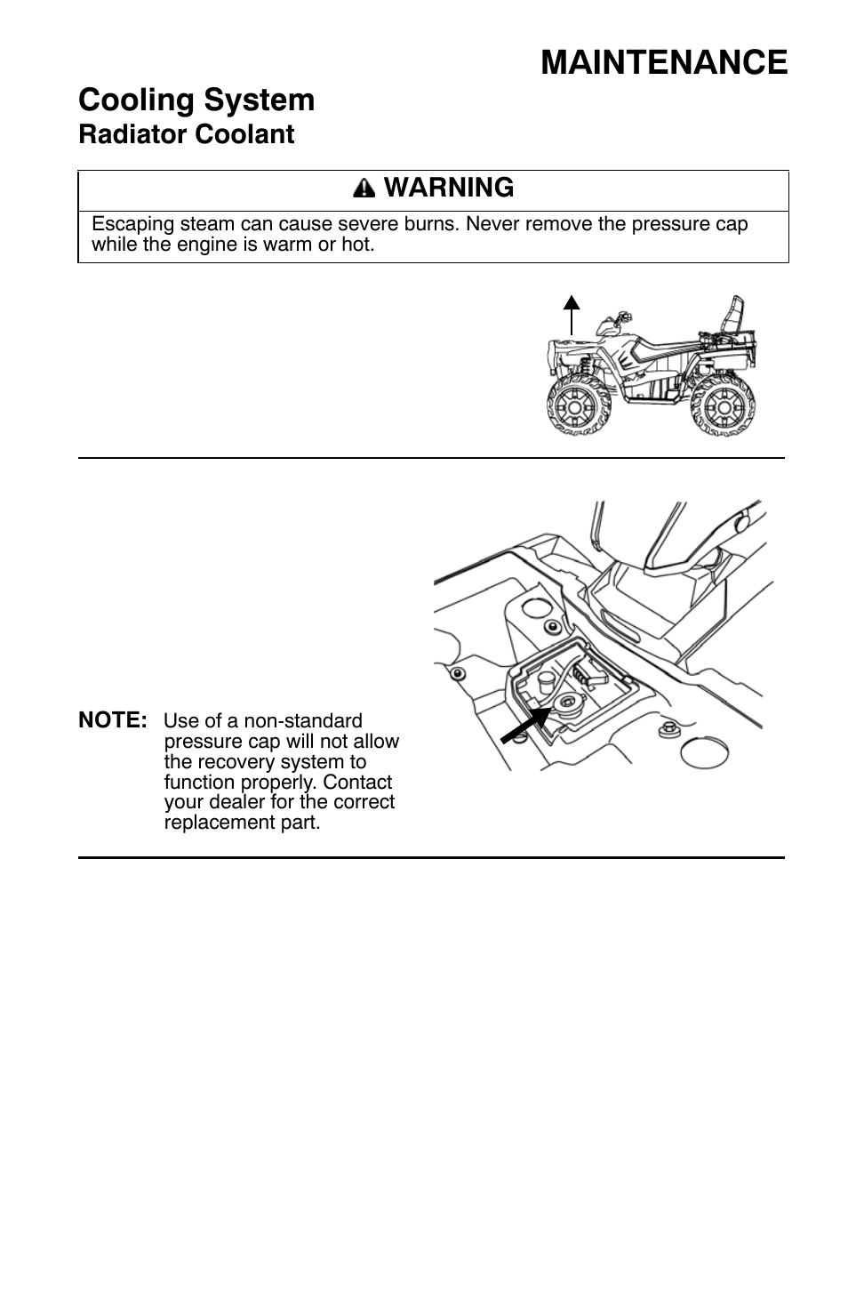 Maintenance, Cooling system, Radiator coolant | Warning | Polaris Sportsman 9921792 User Manual | Page 83 / 131