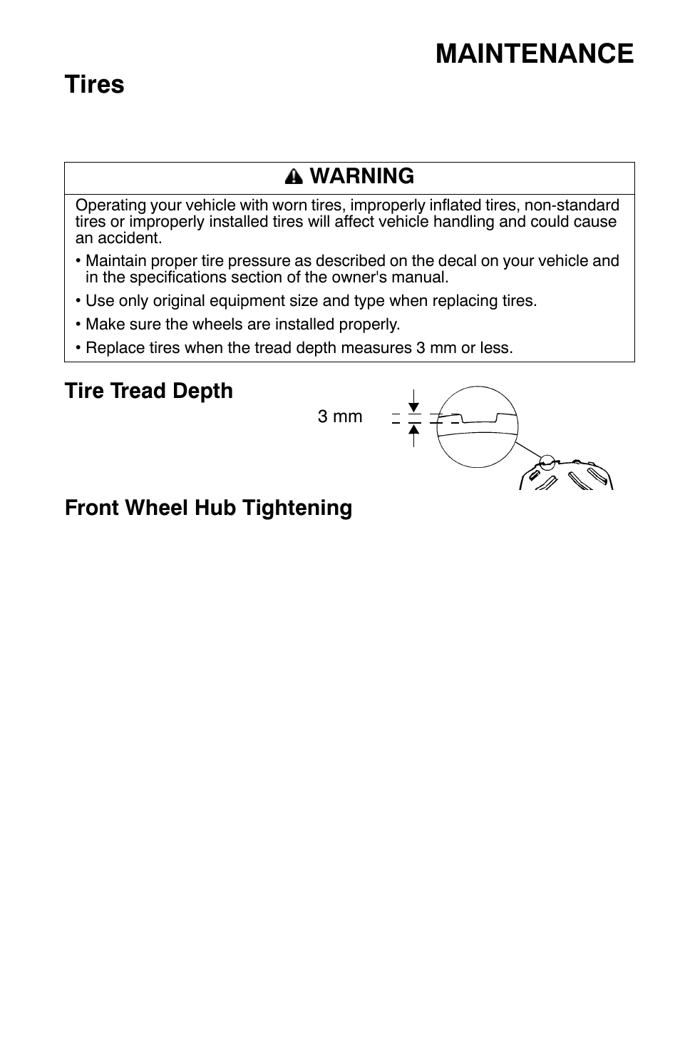 Maintenance, Tires | Polaris Sportsman 9921792 User Manual | Page 91 / 131