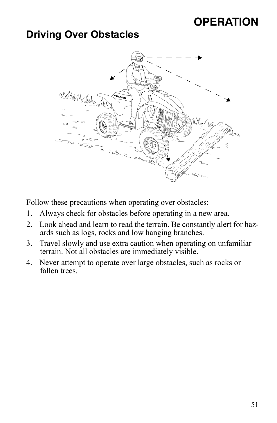 Operation, Driving over obstacles | Polaris Trail Blazer 9921773 User Manual | Page 54 / 122