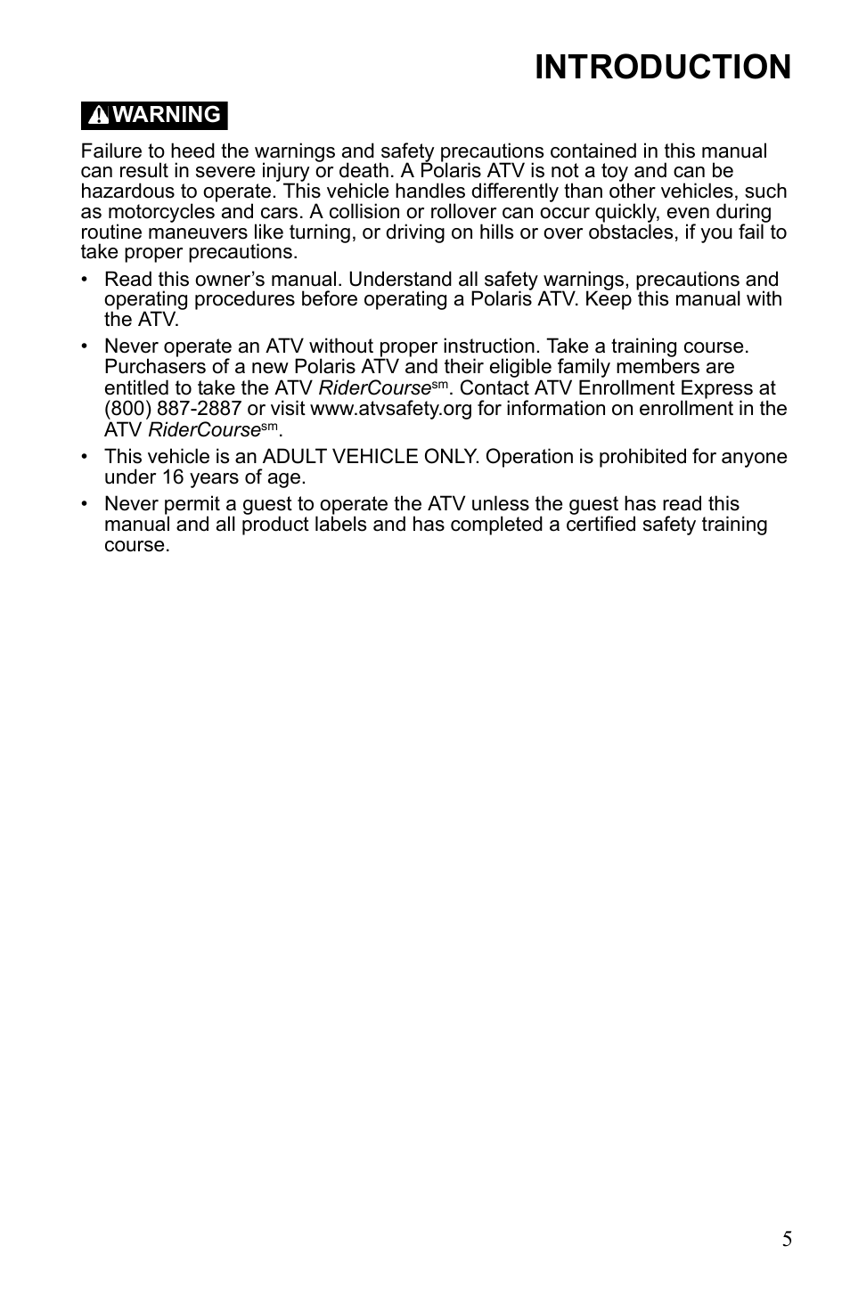 Introduction | Polaris Trail Blazer 9921773 User Manual | Page 8 / 122