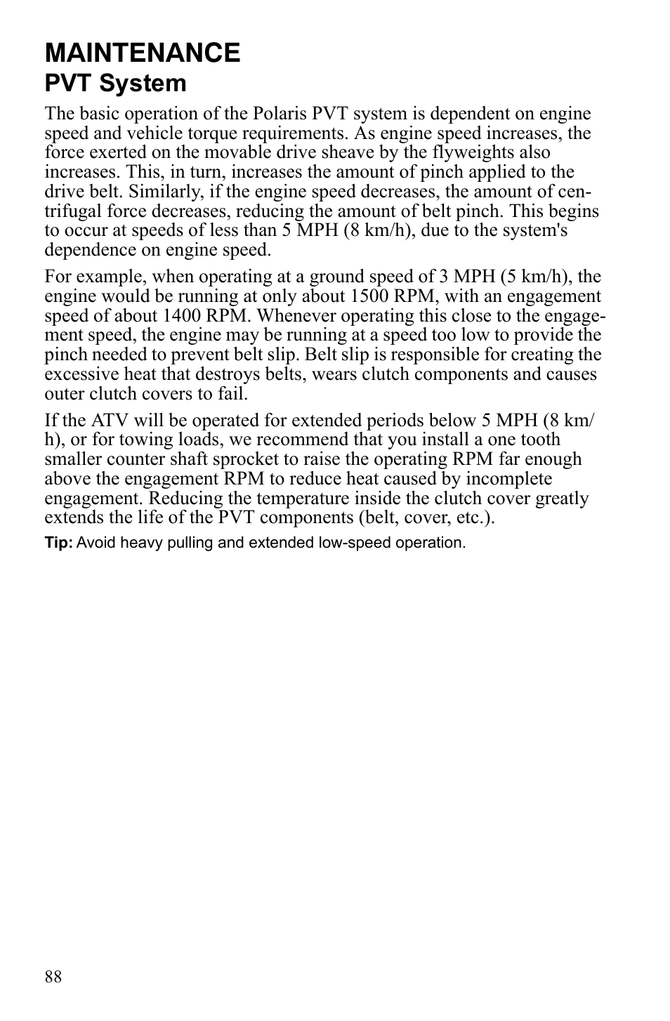Maintenance, Pvt system | Polaris Trail Blazer 9921773 User Manual | Page 91 / 122