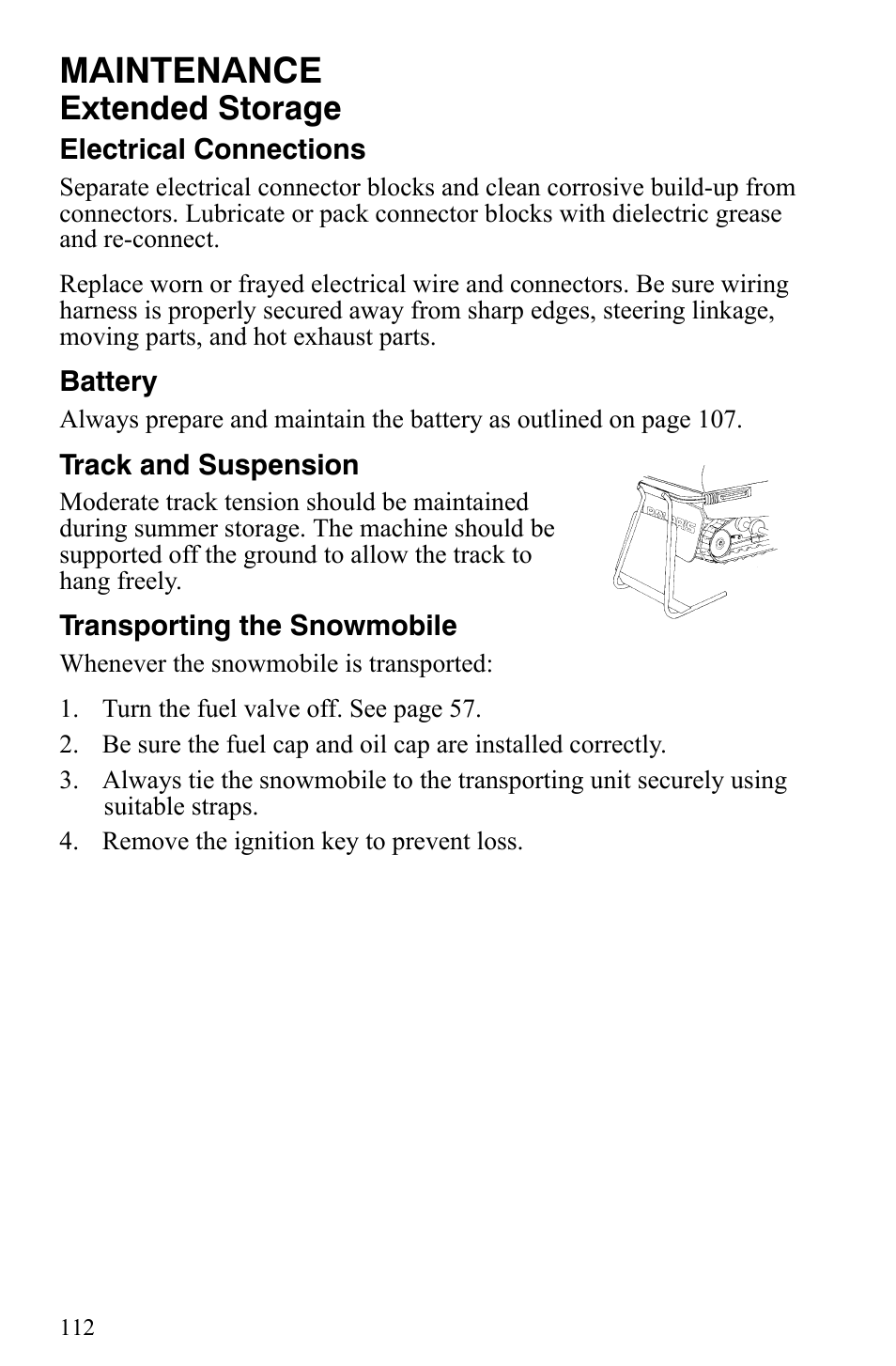 Maintenance, Extended storage | Polaris Trail Touring Deluxe User Manual | Page 115 / 139