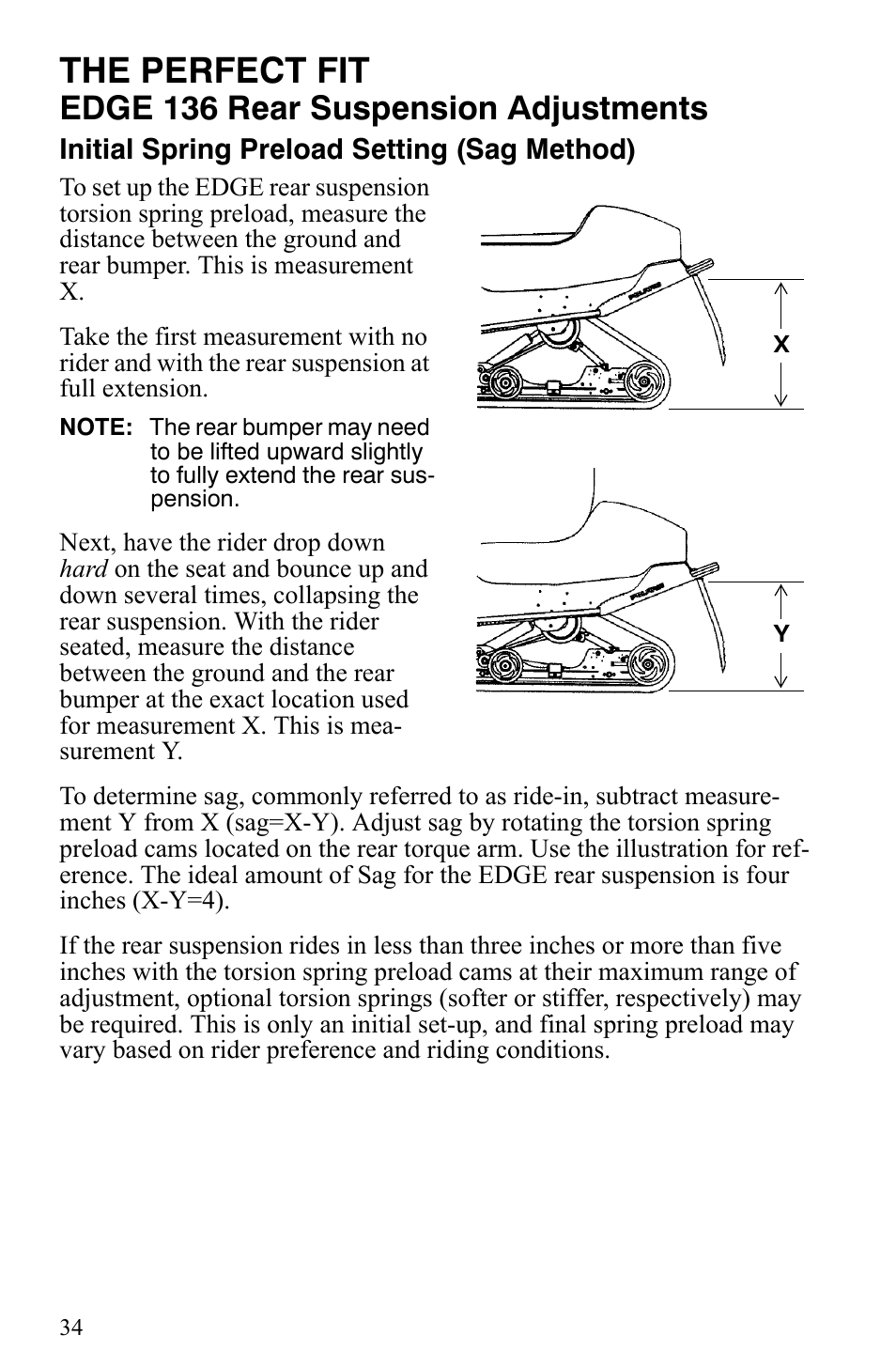 The perfect fit, Edge 136 rear suspension adjustments | Polaris Trail Touring Deluxe User Manual | Page 37 / 139