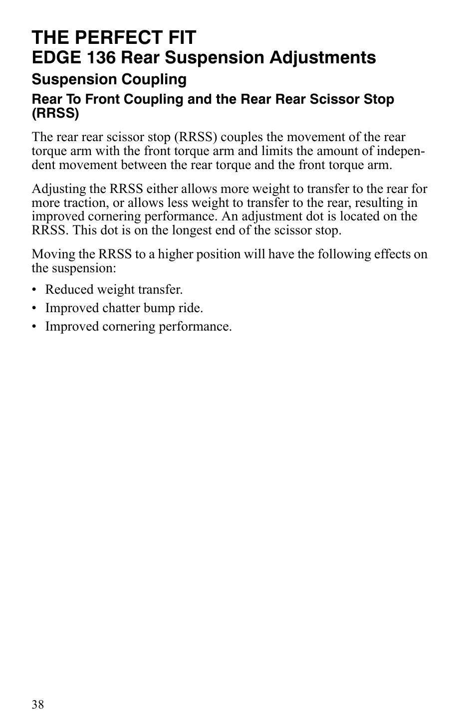 The perfect fit, Edge 136 rear suspension adjustments | Polaris Trail Touring Deluxe User Manual | Page 41 / 139