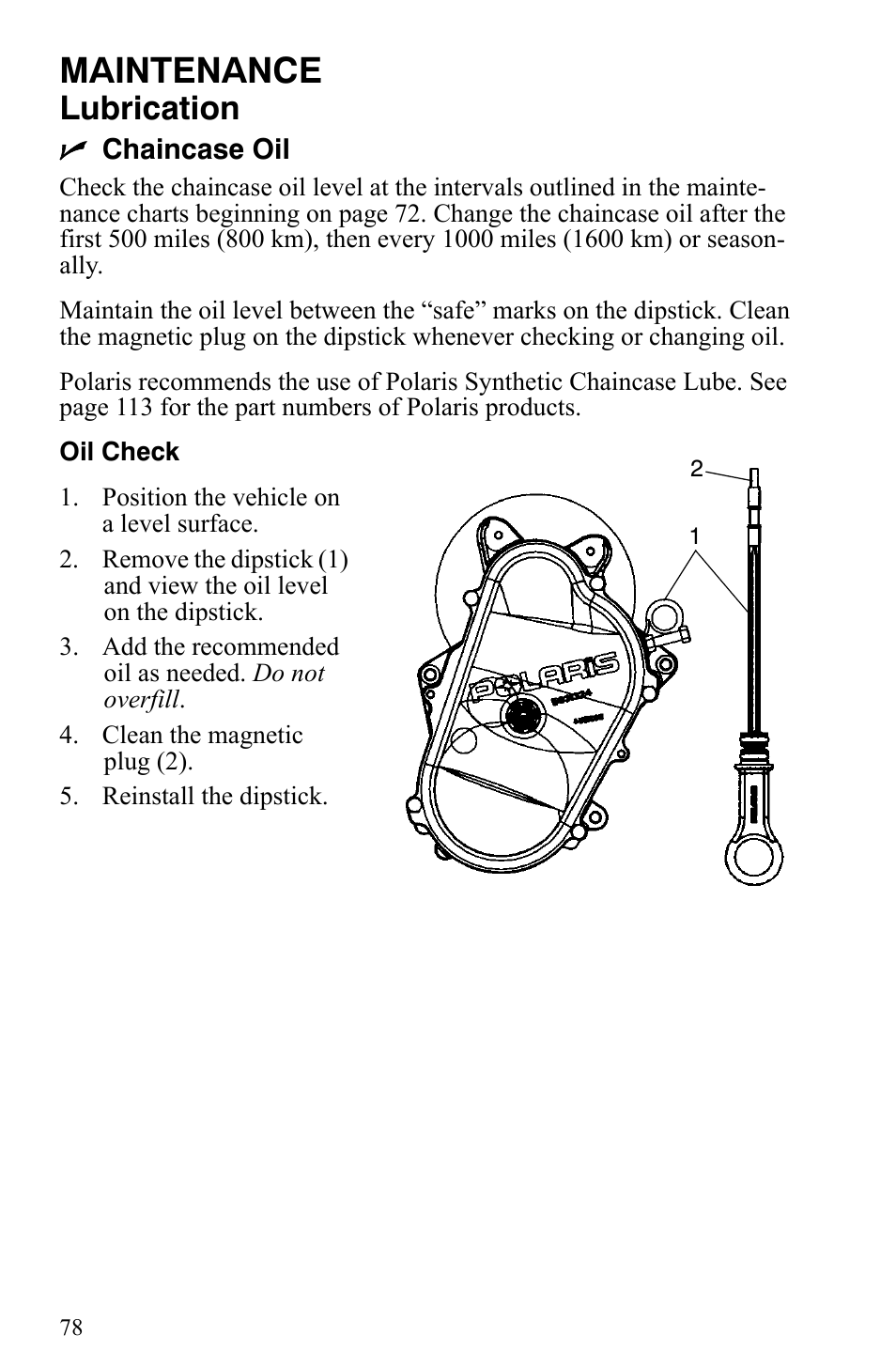 Maintenance, Lubrication | Polaris Trail Touring Deluxe User Manual | Page 81 / 139