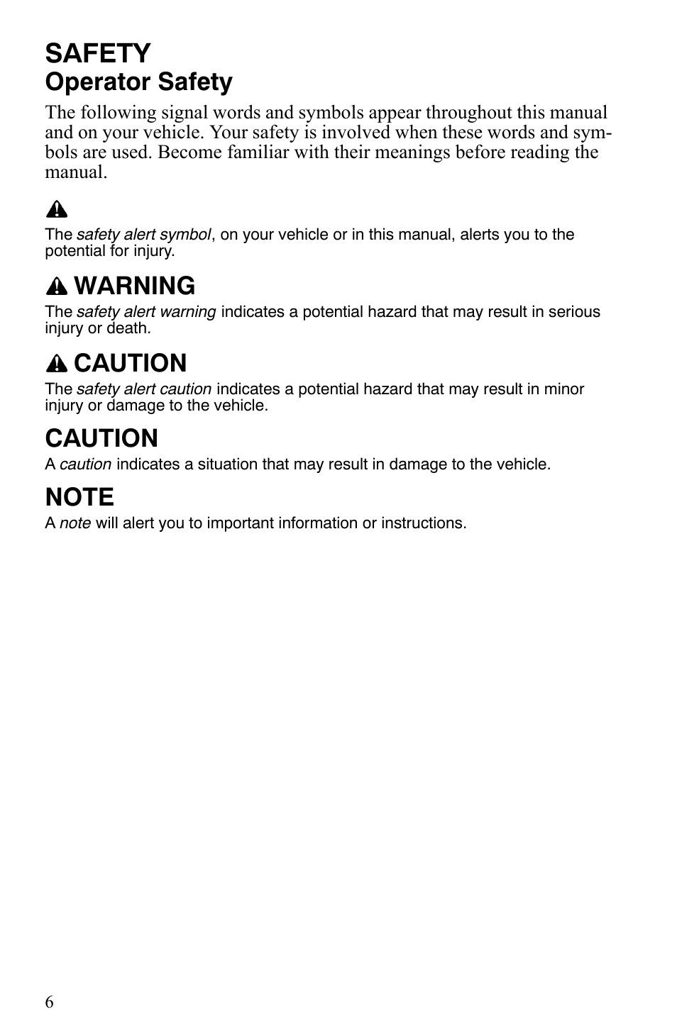 Safety, Operator safety, Warning | Caution | Polaris Trail Touring Deluxe User Manual | Page 9 / 139