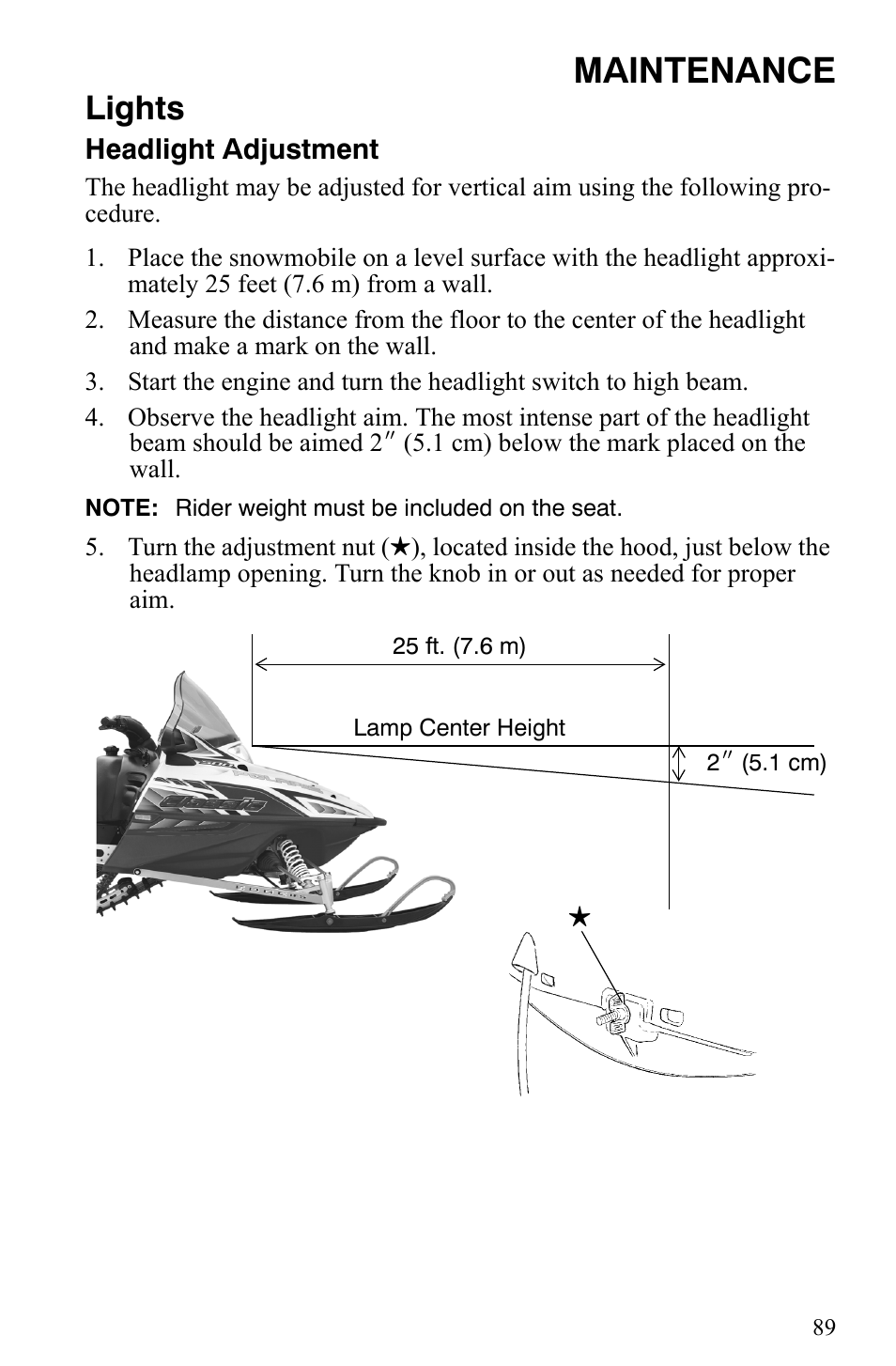 Maintenance, Lights | Polaris Trail Touring Deluxe User Manual | Page 92 / 139