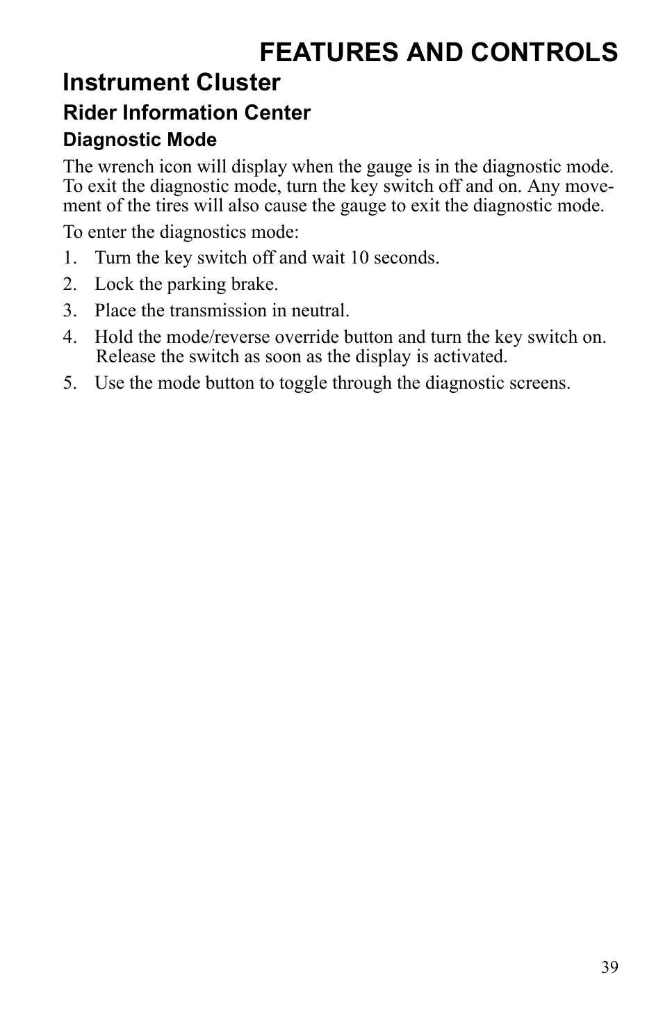 Features and controls, Instrument cluster | Polaris Sportsman Touring 500 HO User Manual | Page 43 / 145