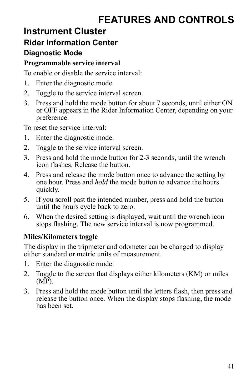 Features and controls, Instrument cluster | Polaris Sportsman Touring 500 HO User Manual | Page 45 / 145