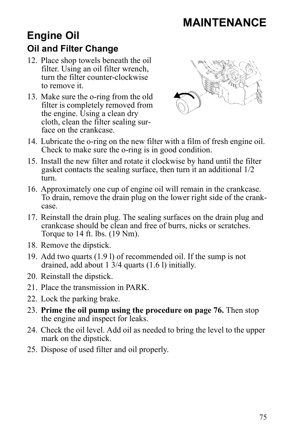 Maintenance, Engine oil | Polaris Sportsman Touring 500 HO User Manual | Page 79 / 145