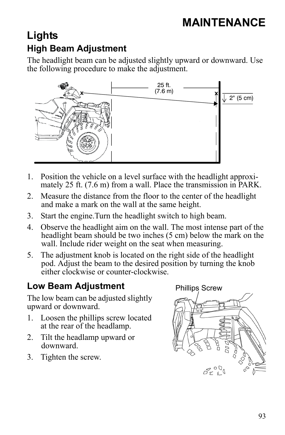 Maintenance, Lights | Polaris Sportsman Touring 500 HO User Manual | Page 97 / 145