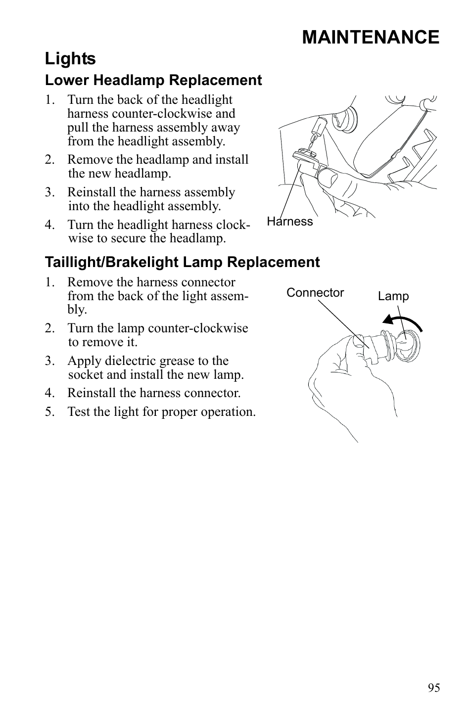 Maintenance, Lights | Polaris Sportsman Touring 500 HO User Manual | Page 99 / 145