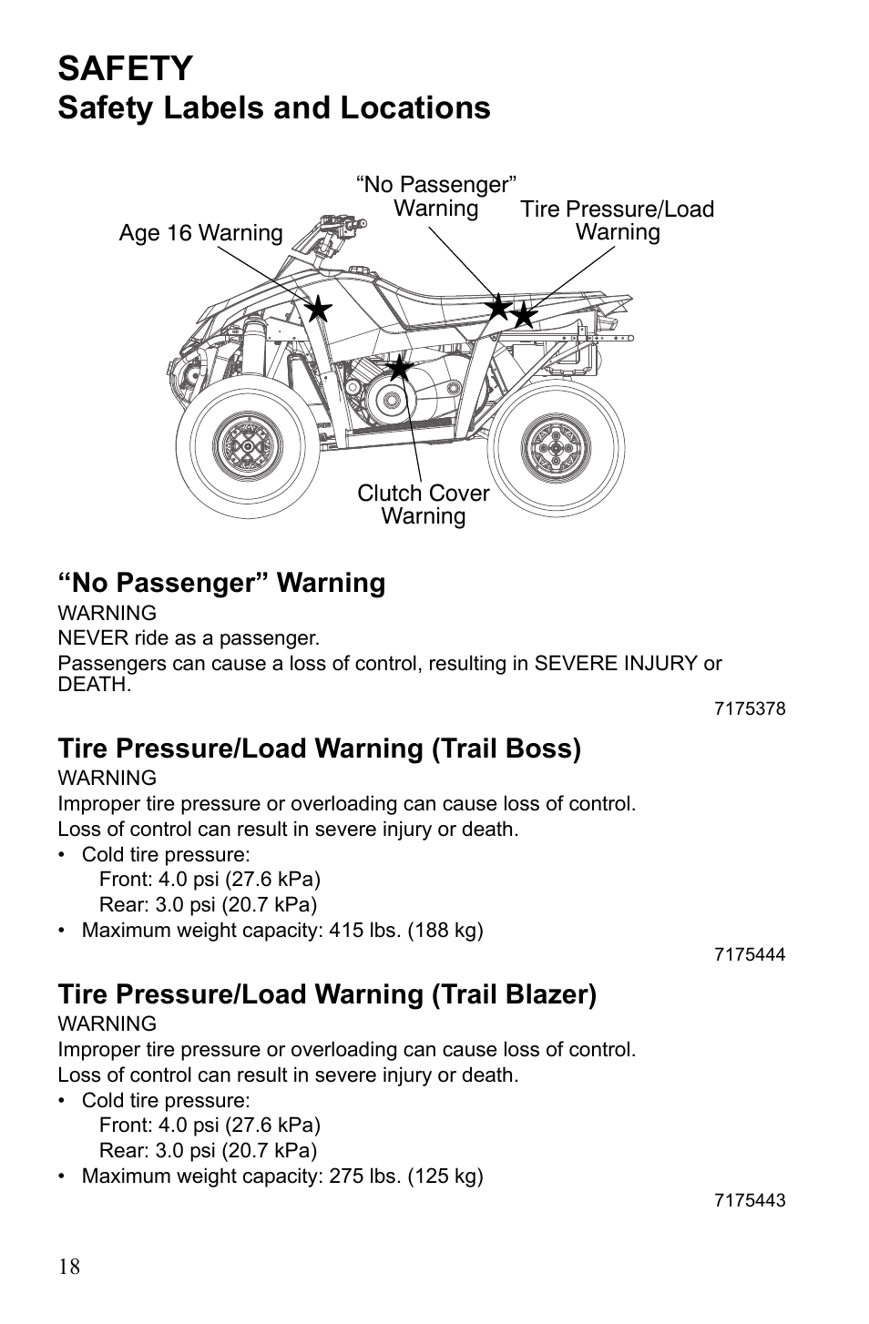 Safety, Safety labels and locations | Polaris 9922462 User Manual | Page 21 / 118
