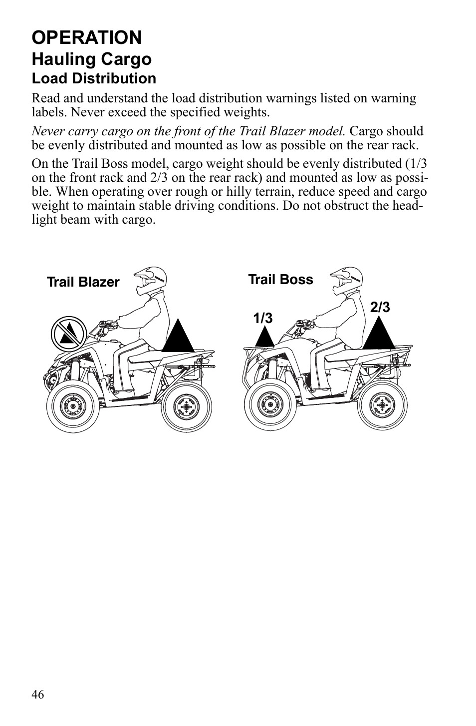 Operation, Hauling cargo | Polaris 9922462 User Manual | Page 49 / 118