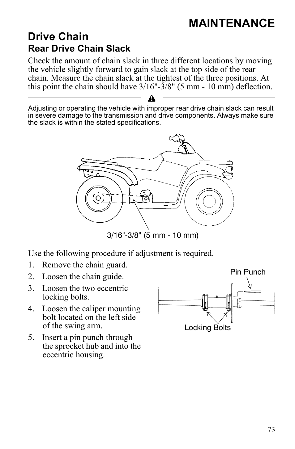 Maintenance, Drive chain | Polaris 9922462 User Manual | Page 76 / 118