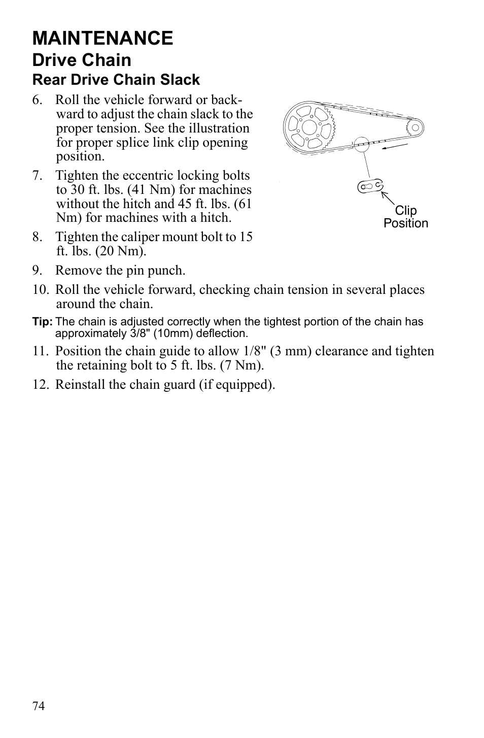 Maintenance, Drive chain | Polaris 9922462 User Manual | Page 77 / 118