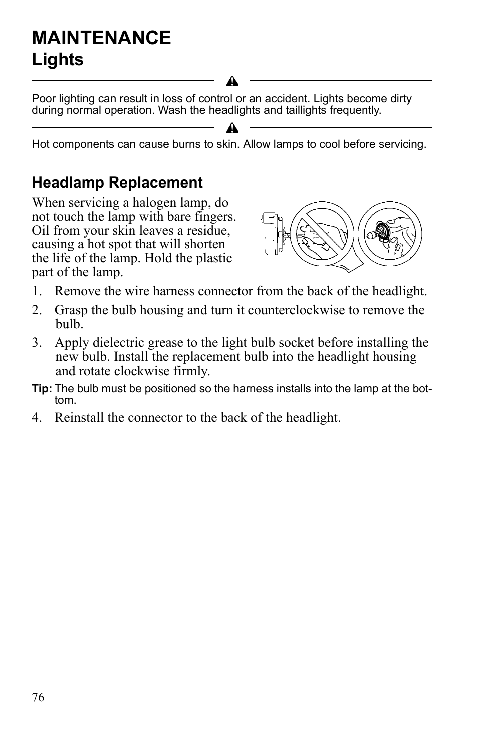 Maintenance, Lights | Polaris 9922462 User Manual | Page 79 / 118