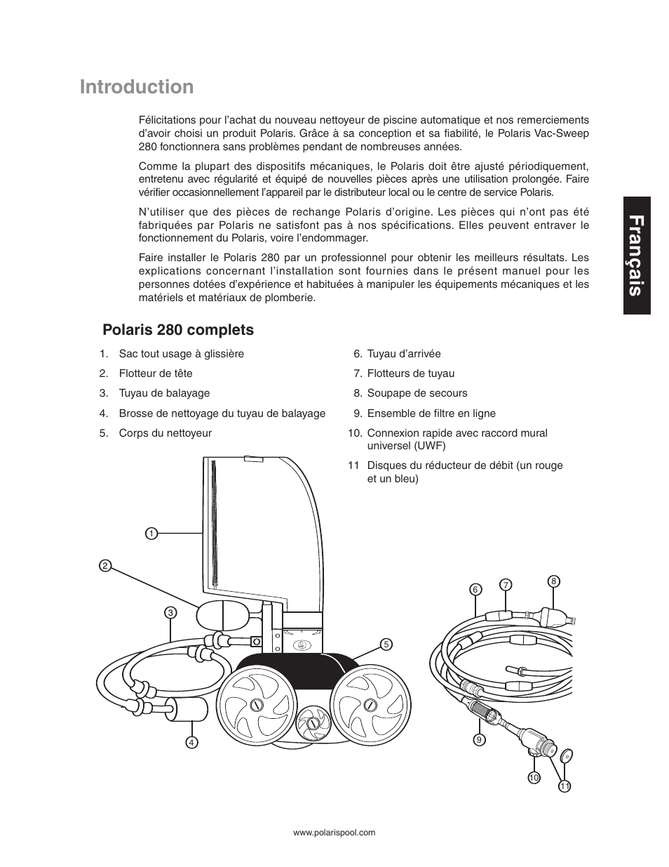 Introduction, Polaris 280 complets | Polaris 280 User Manual | Page 13 / 64