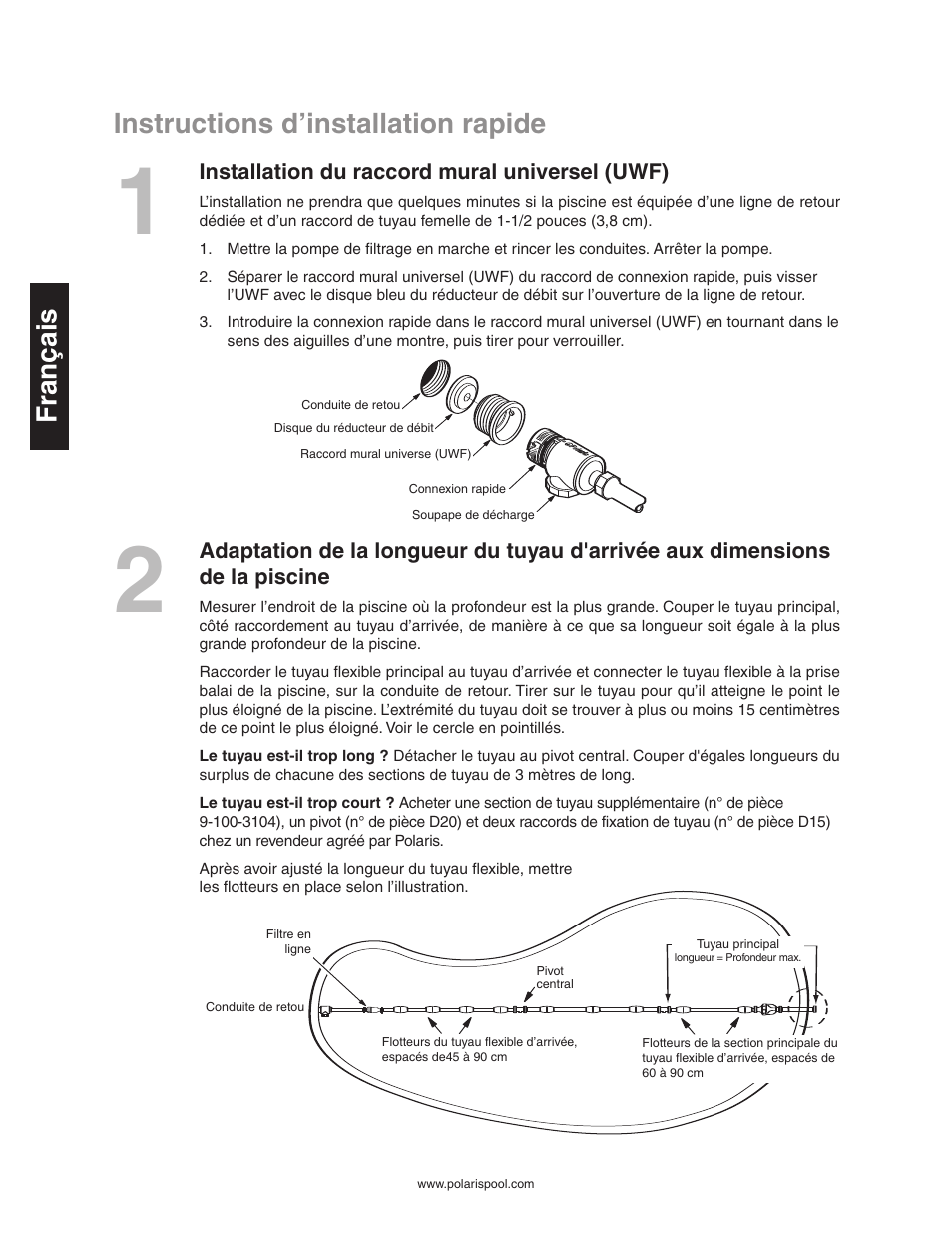 Instructions d’installation rapide | Polaris 280 User Manual | Page 14 / 64