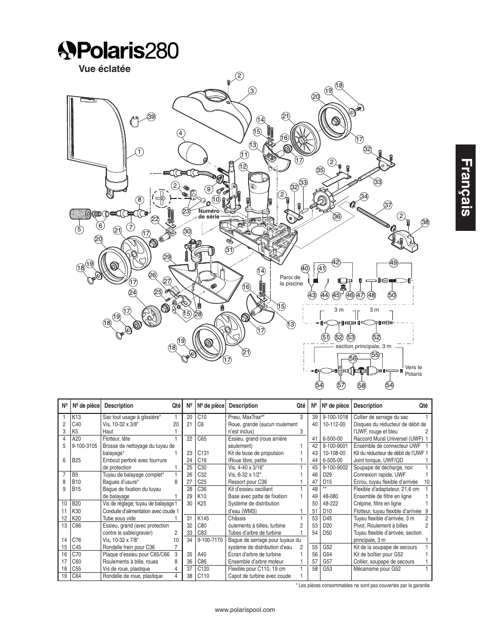 Vue éclatée | Polaris 280 User Manual | Page 17 / 64