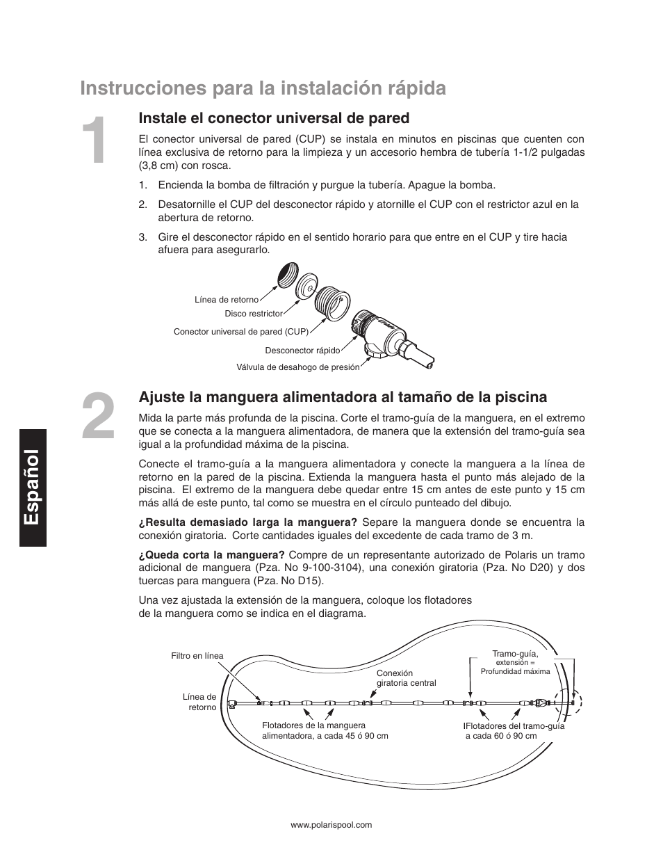 Instrucciones para la instalación rápida | Polaris 280 User Manual | Page 34 / 64