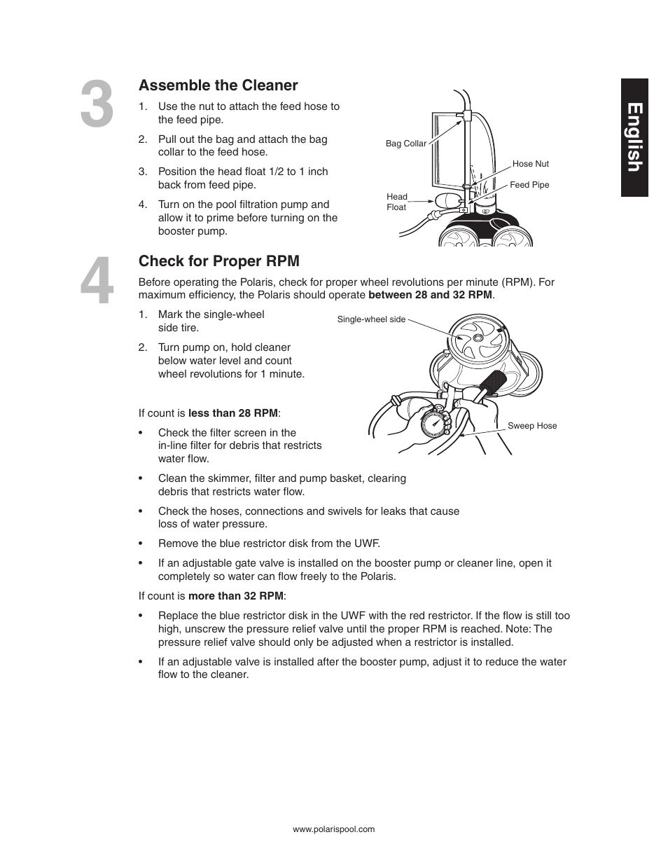 En g lis h | Polaris 280 User Manual | Page 5 / 64