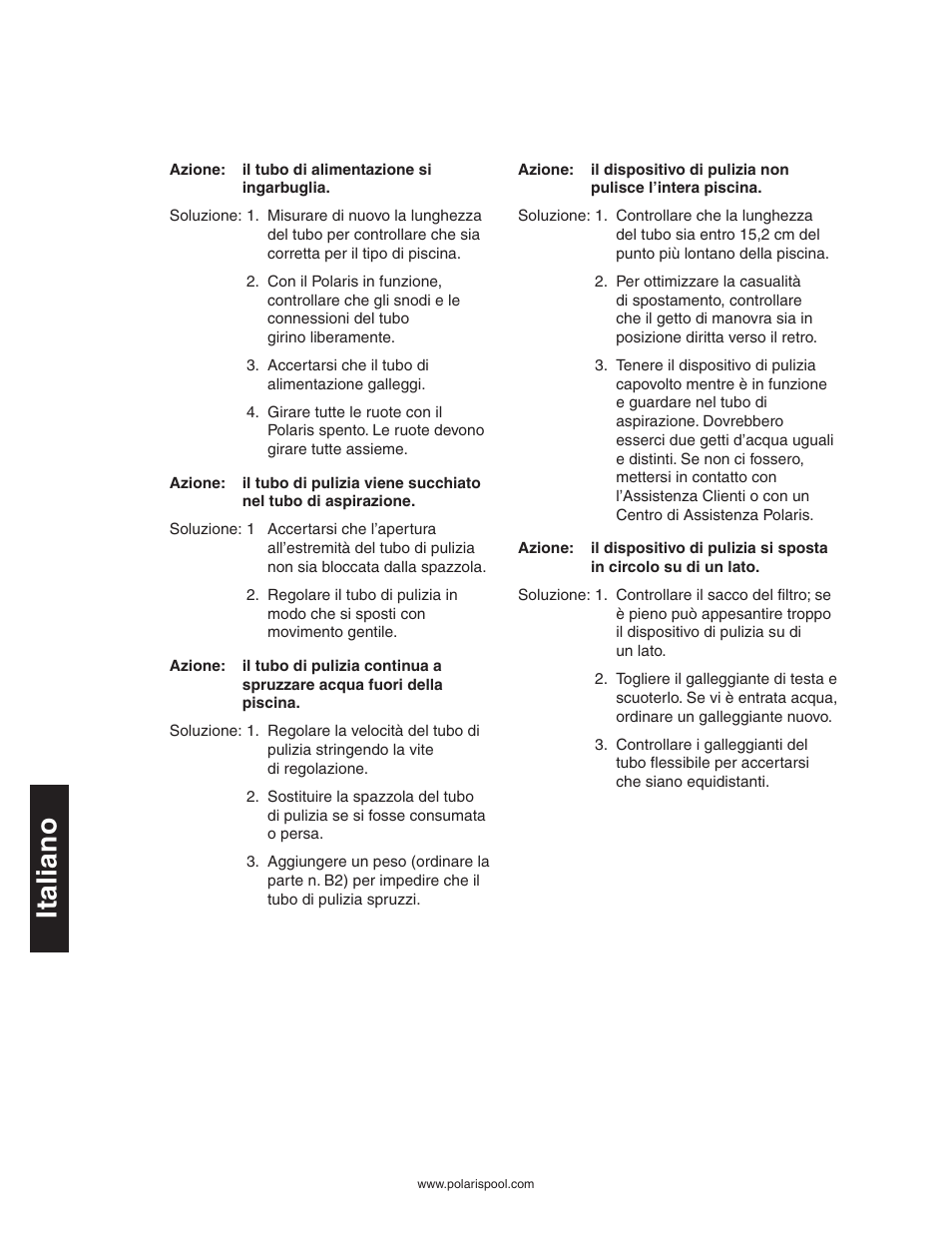 It a li a n o | Polaris 280 User Manual | Page 50 / 64