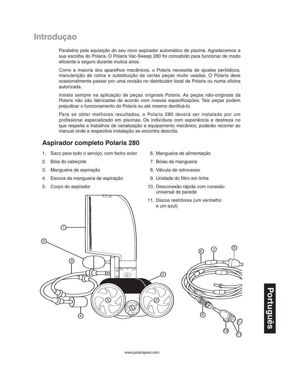 Introduçao, Aspirador completo polaris 280 | Polaris 280 User Manual | Page 53 / 64