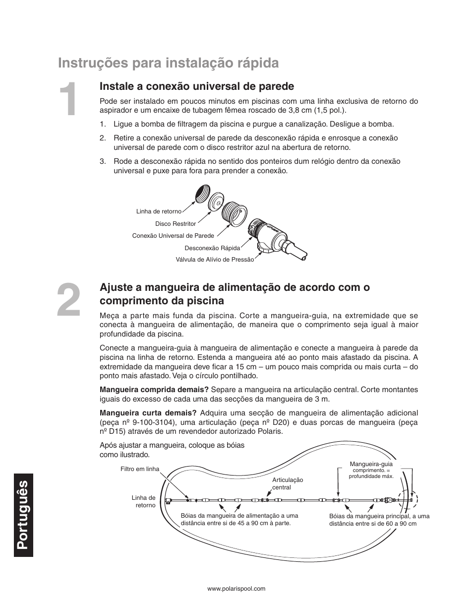 Instruções para instalação rápida | Polaris 280 User Manual | Page 54 / 64