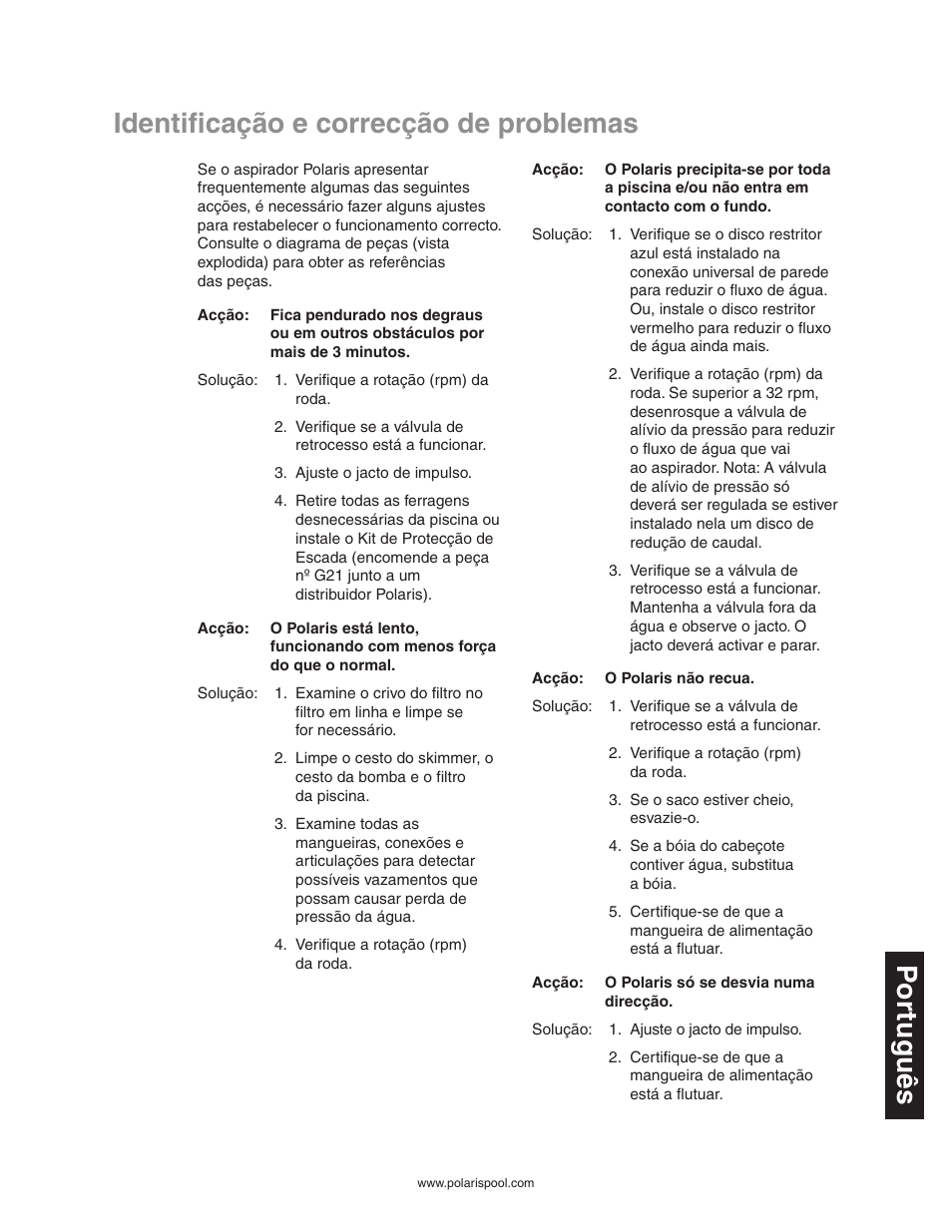 Polaris 280 User Manual | Page 59 / 64
