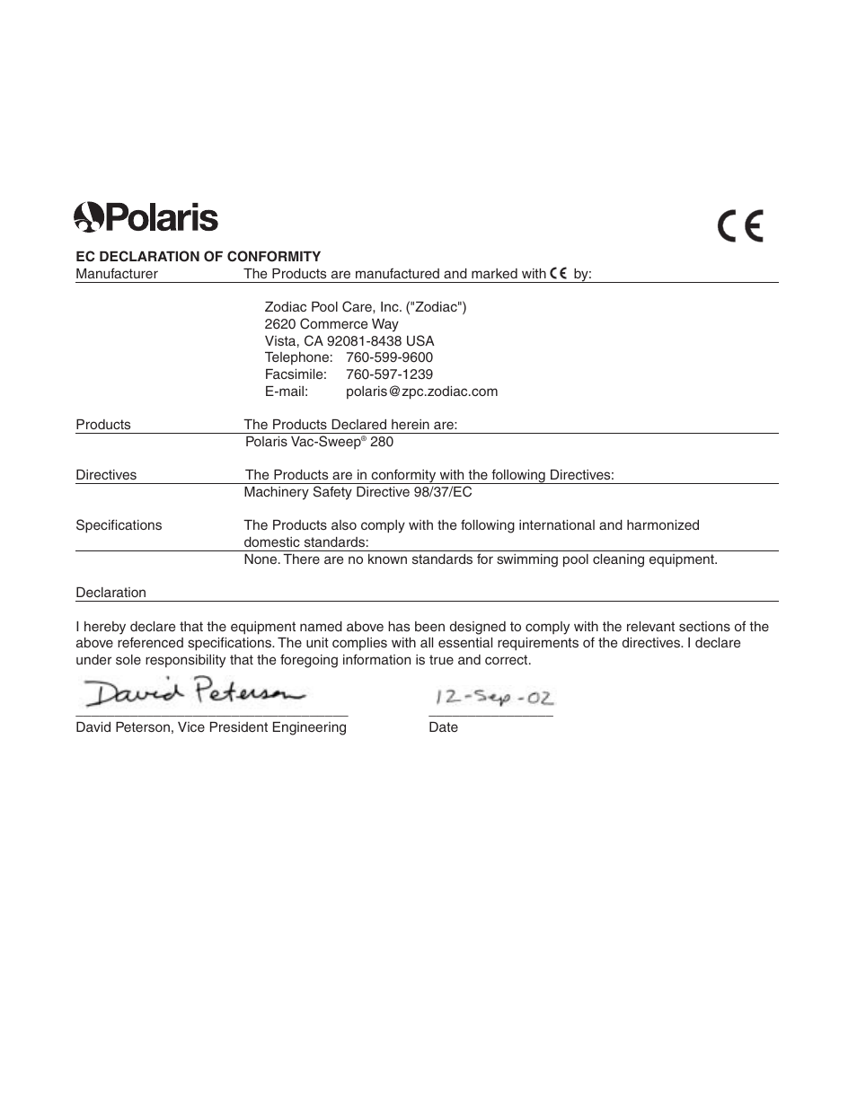 Polaris 280 User Manual | Page 62 / 64