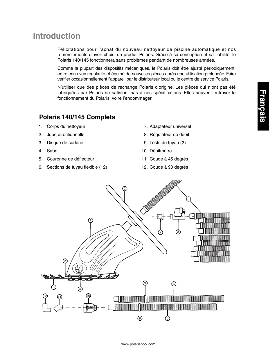 Introduction français, Instructions d’installation rapide, Introduction | Français | Polaris 145 User Manual | Page 13 / 63