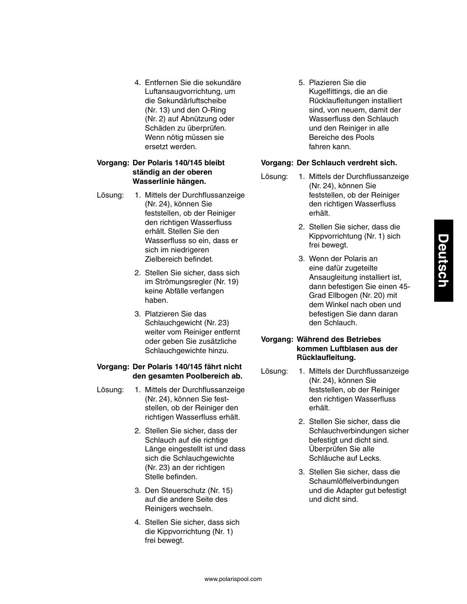 Deutsc h | Polaris 145 User Manual | Page 31 / 63