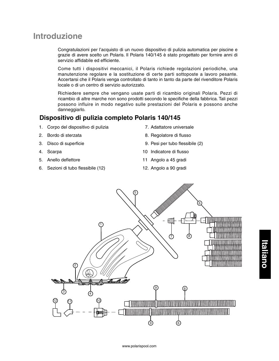 Introduzione italiano, Istallazioni per l’installazione rapida, Introduzione | Italiano | Polaris 145 User Manual | Page 43 / 63