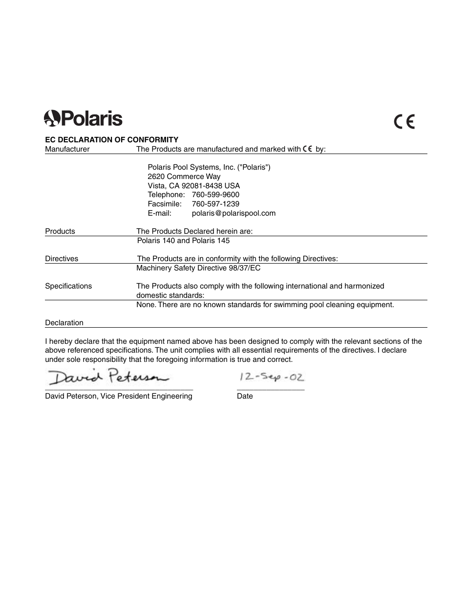 Polaris 145 User Manual | Page 62 / 63